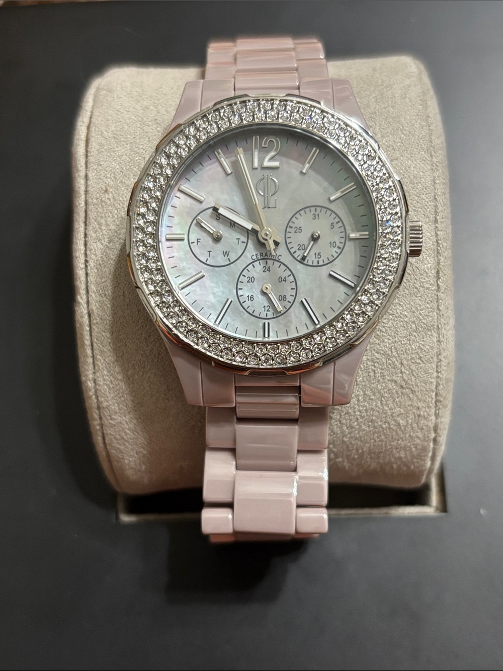 Women's pink purple Crystal-Bezel Ceramic Bracelet Watch💥links missing💥